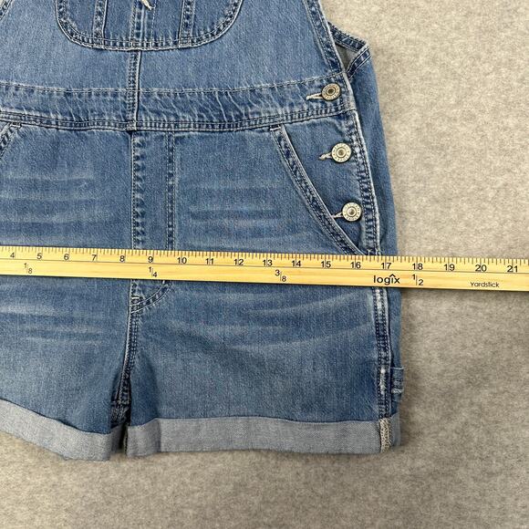 American Eagle Denim Tomgirl Short Overall WMNS Relaxed Fit Medium Vintage Wash - Picture 9 of 11